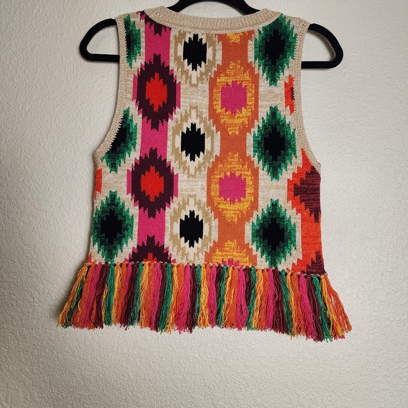 Alice + Olivia Reva Fringe Crochet Peplum Top - Picture 4 of 9